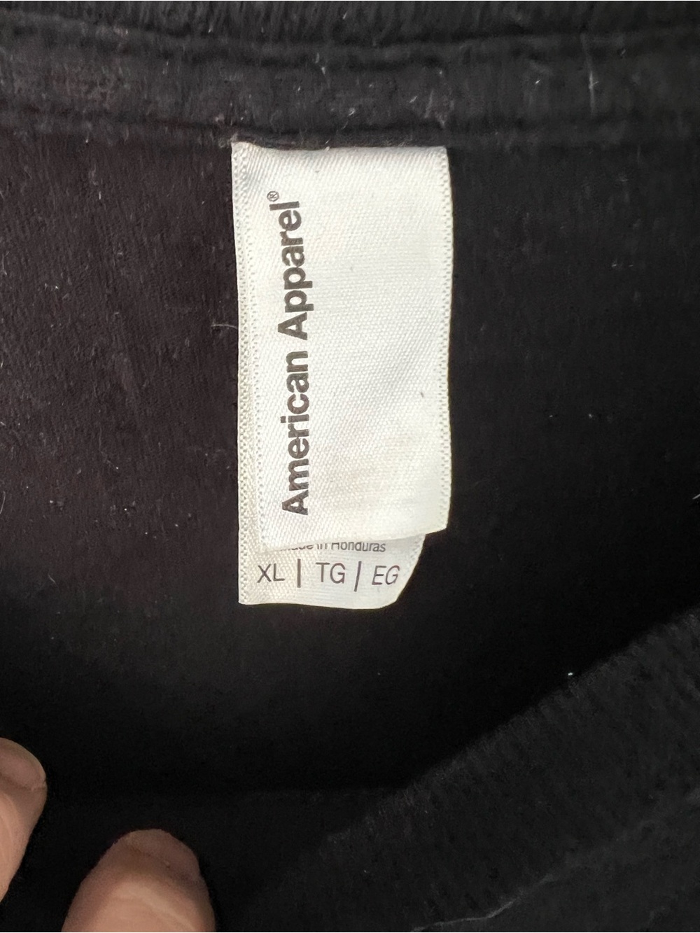 American Apparel Black Crewneck Tee with White Neck Label - Picture 2 of 3